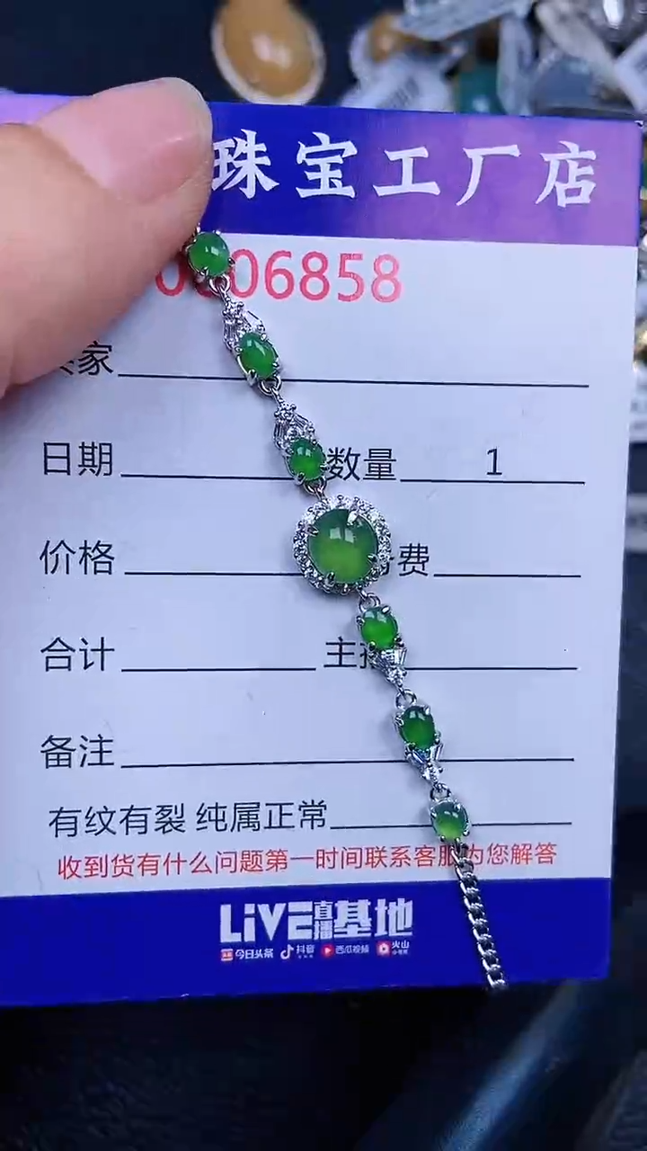 颈饰银S925镶嵌翡翠6858