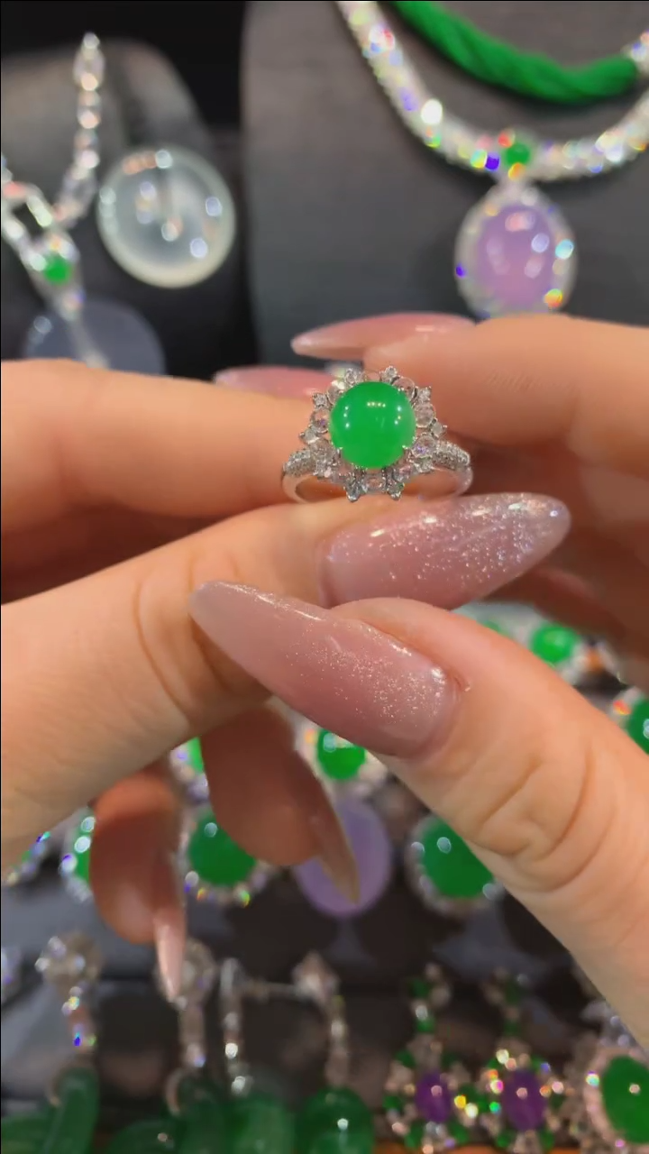 【闪购商品】翡翠戒指18K金镶嵌戒指