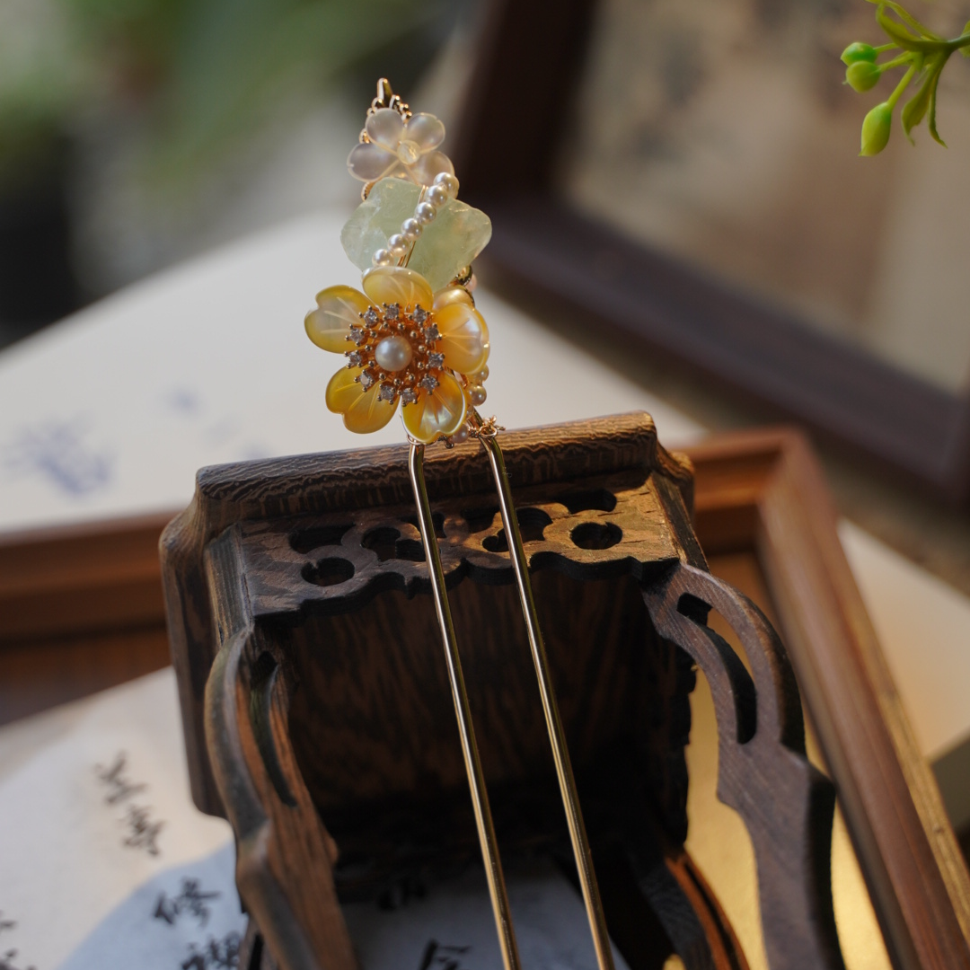 女国风步摇民族风田园风发簪古风头饰簪发发饰饰品复古手工百搭