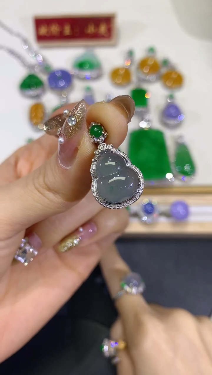 翡翠18K金镶嵌吊坠(不含链)团购18