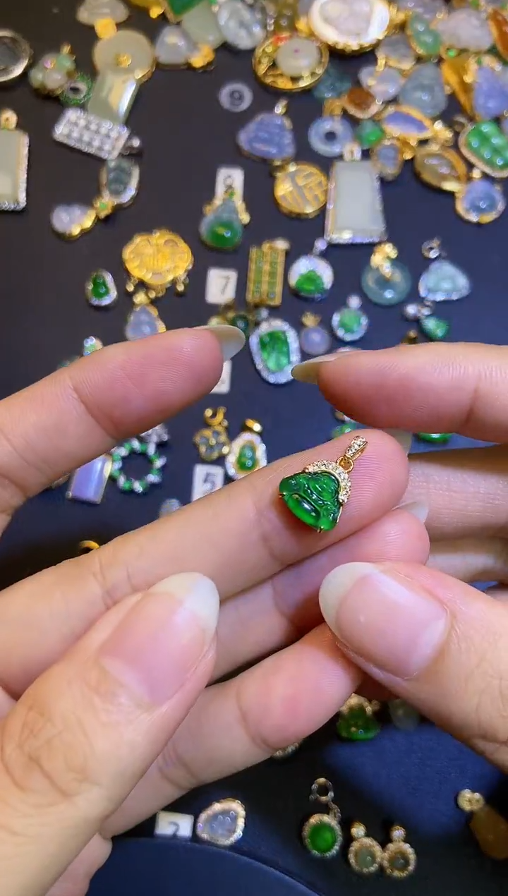 翡翠银S925镶嵌吊坠(不含链)1