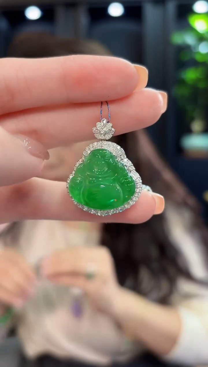吊坠(不含链)18K金镶嵌翡翠 缅甸A货/支持复检/一件