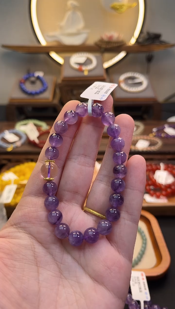 水晶手链未镶嵌货号818梦幻紫水