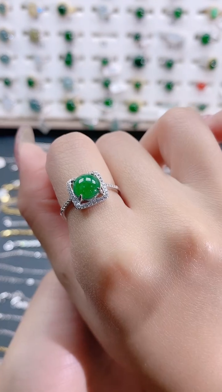 【闪购商品】翡翠银S925镶嵌戒指天然翡翠