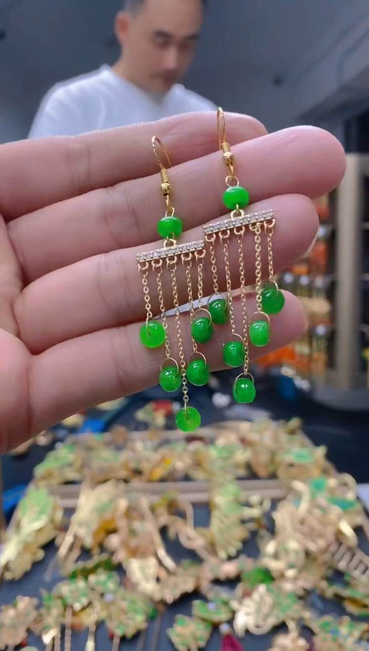 【闪购商品】翡翠耳饰合金225翡翠耳钩