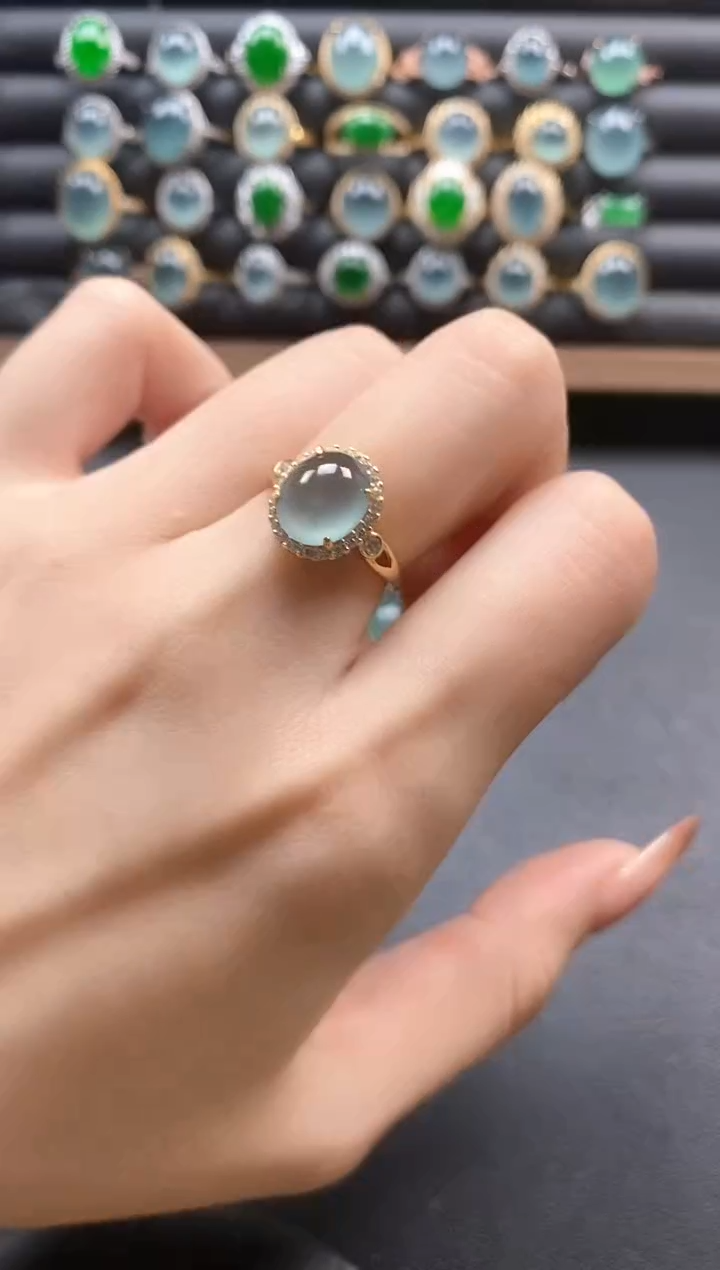 银S925镶嵌戒指翡翠51151