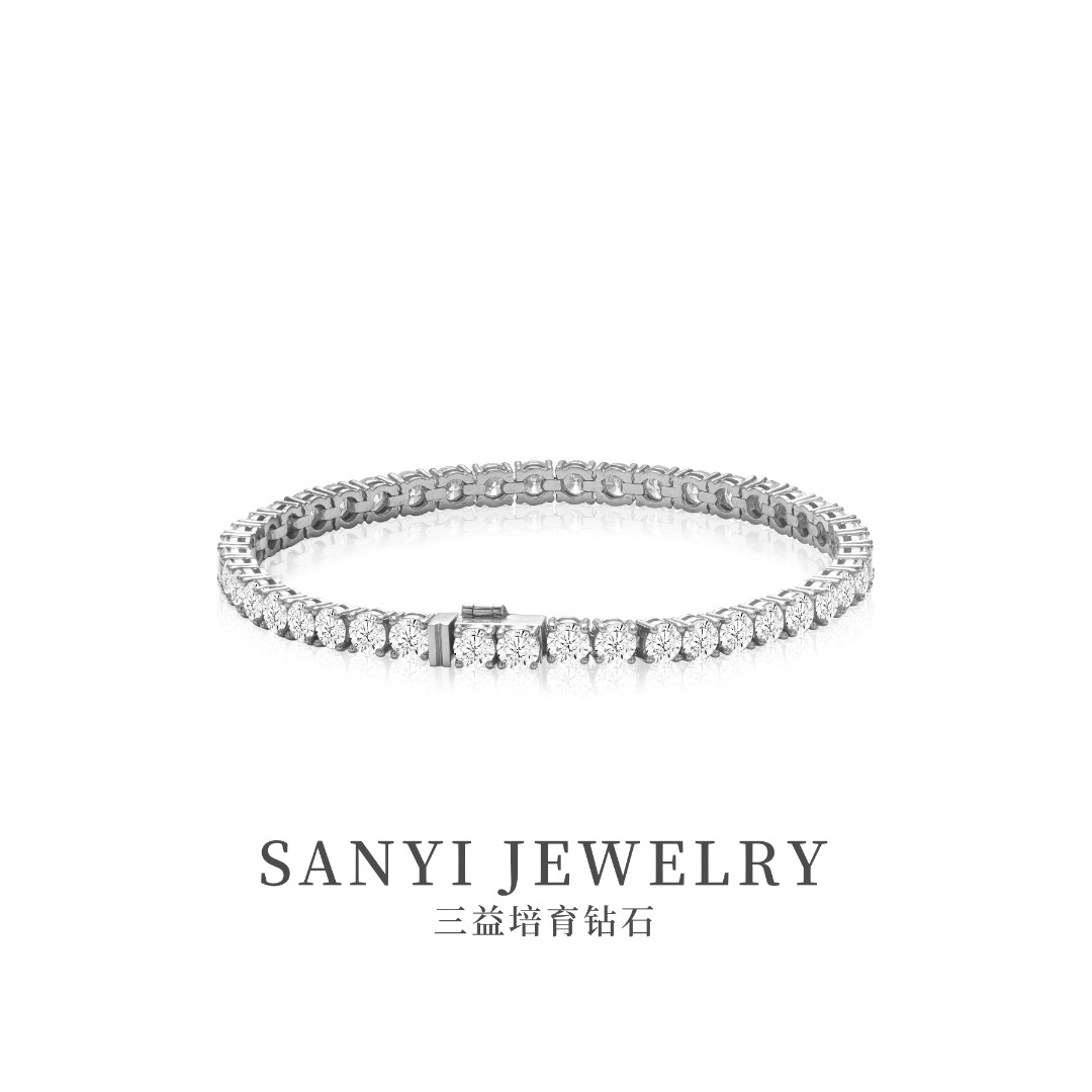 三益18k金【网球手链30分】全系列 k白/k黄 时尚单品满钻顶参钻镶嵌