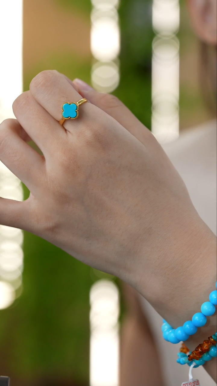 绿松石银S925镶嵌戒指秒拍号36