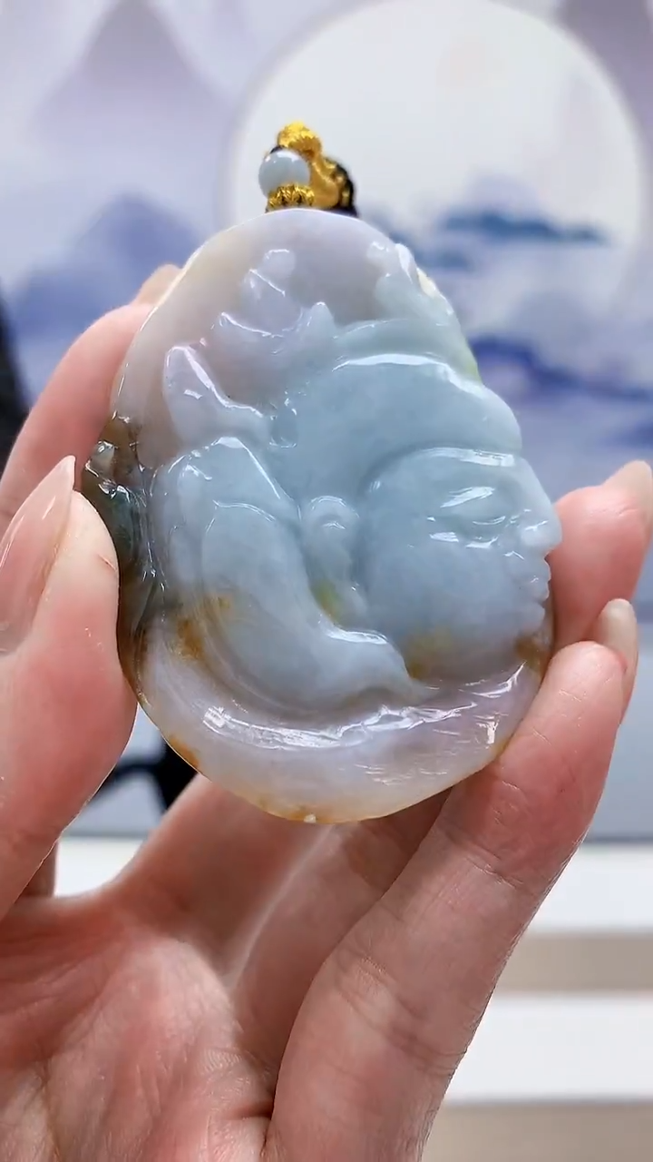 未镶嵌定制翡翠5159MM-毛货挂件38