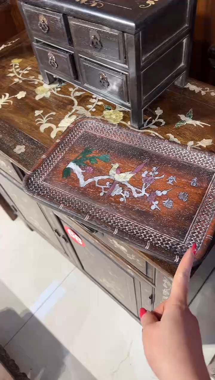 【闪购商品】木木艺喜鹊登梅带字茶盘128.888