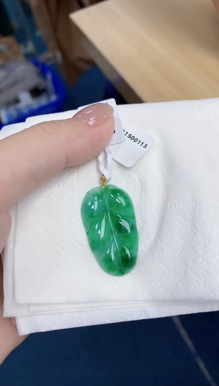 【闪购商品】翡翠颈饰18K金镶嵌天然缅甸翡翠A货