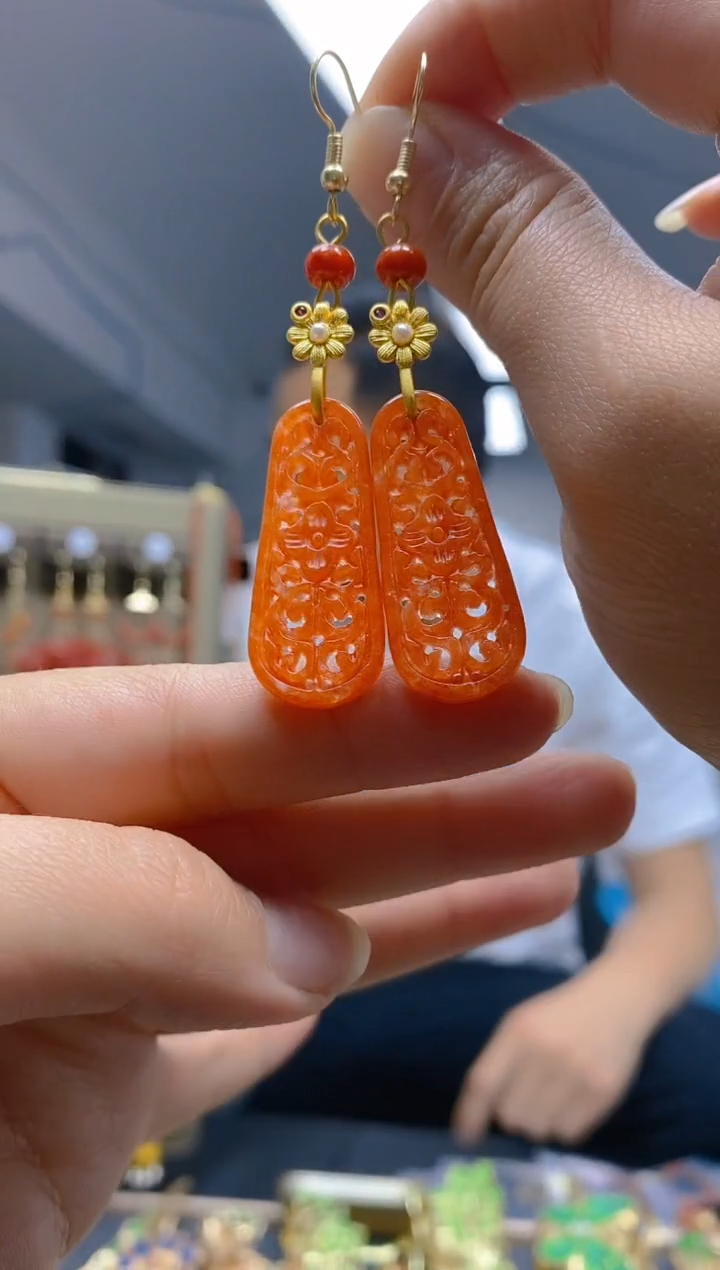 【闪购商品】翡翠耳饰合金0145翡翠耳钩