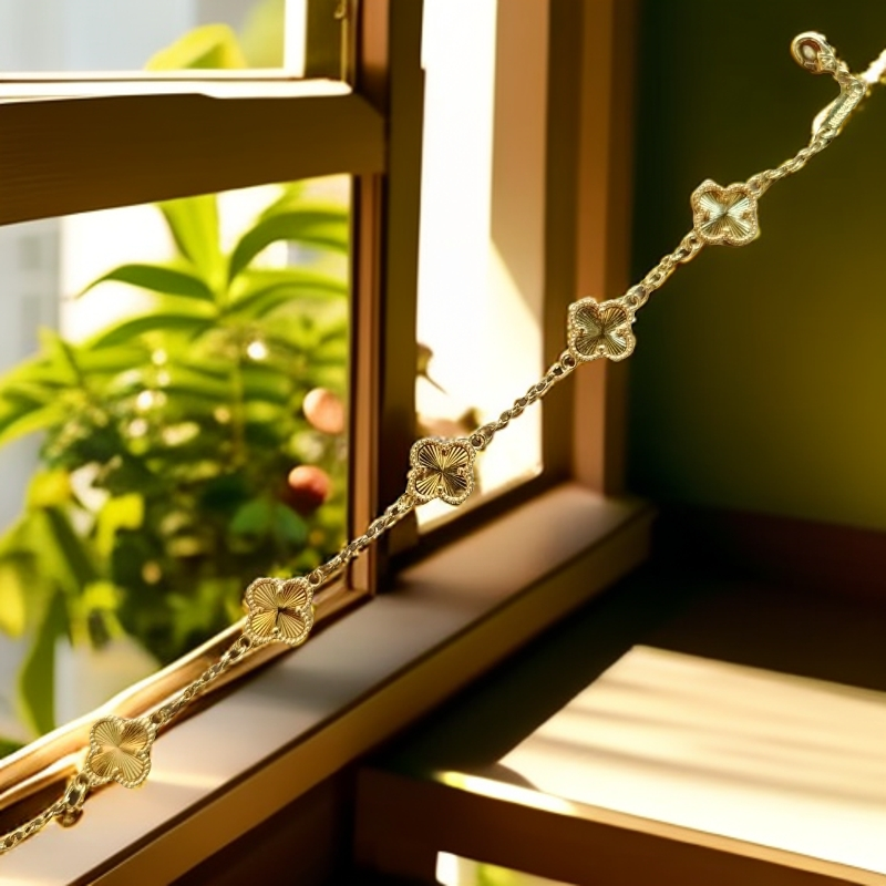 质检发货--镭射-10m四叶花手链a62DH