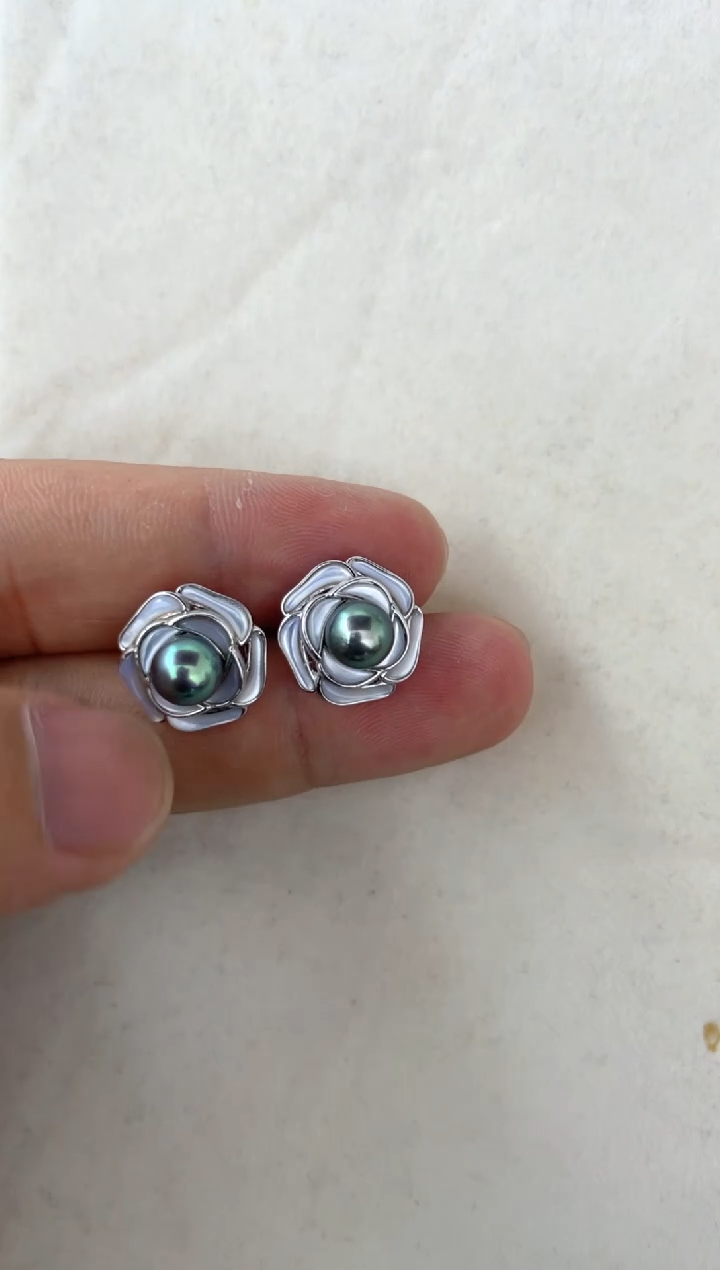 【闪购商品】海水珍珠耳饰银S925镶嵌耳钉