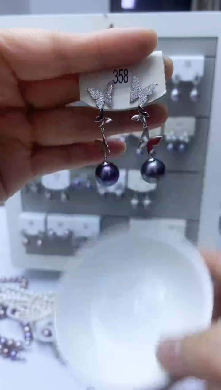 【闪购商品】淡水珍珠耳饰银S925镶嵌358