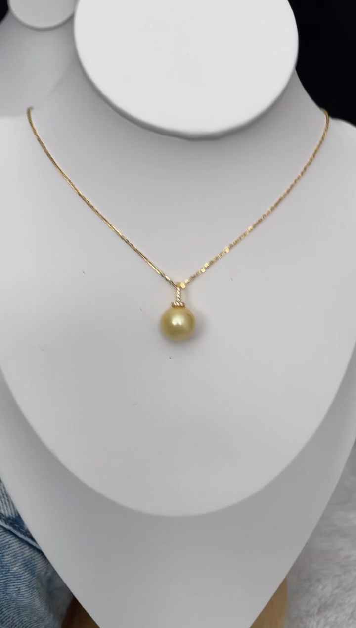 【闪购商品】海水珍珠吊坠(赠链)银S925镶嵌南洋金珠万能扣12-13mm