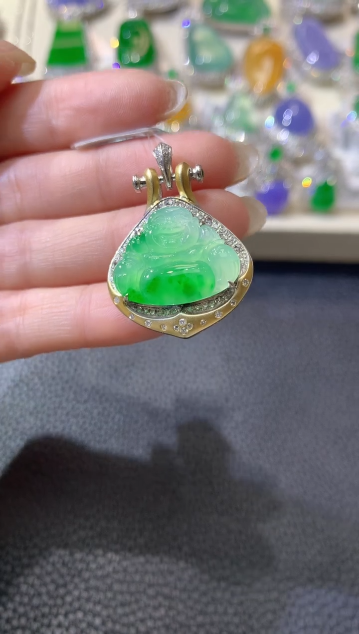 【闪购商品】翡翠吊坠(不含链)18K金镶嵌D30