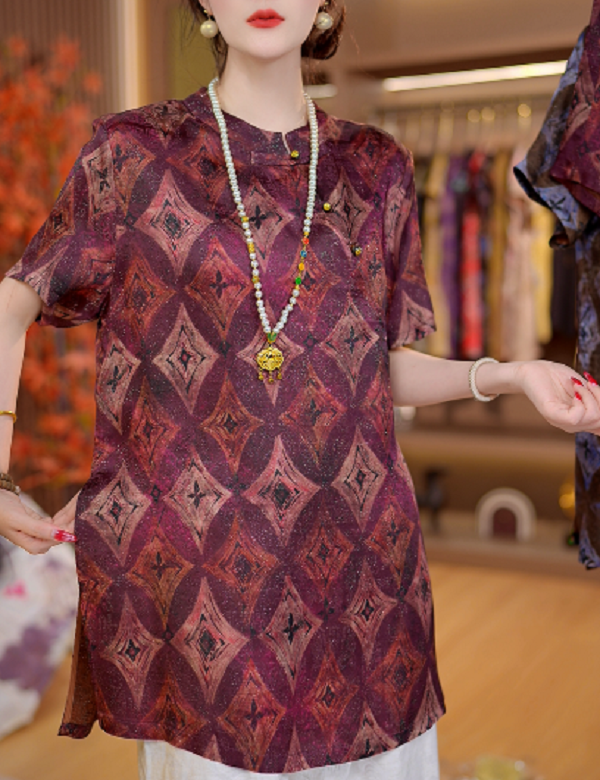 【紫玉菱华】2025新中式宽松显瘦百搭气质上衣女 211102