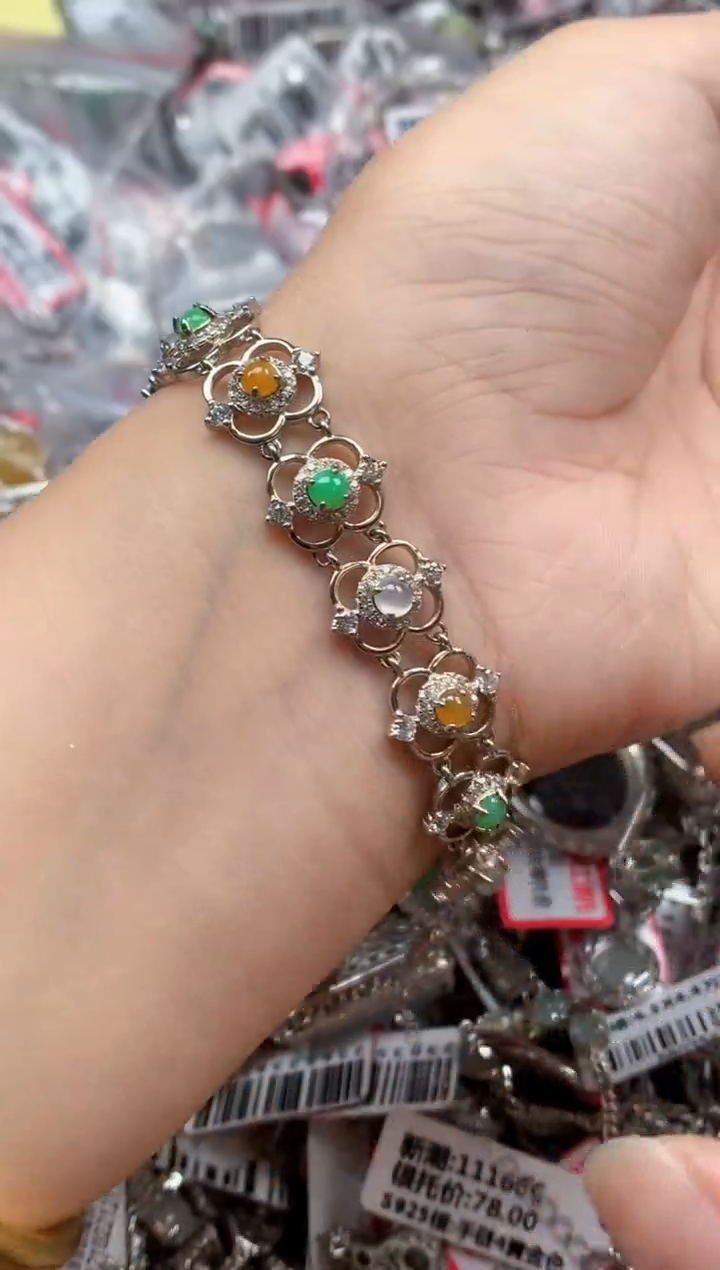 银S925镶嵌戒指翡翠天然A货缅甸翡翠