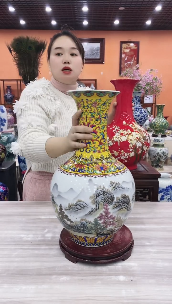 摆件宁静致远赏瓶46*25+旋转底座