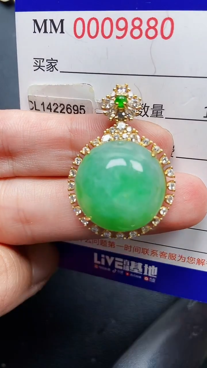 颈饰银S925镶嵌翡翠9880