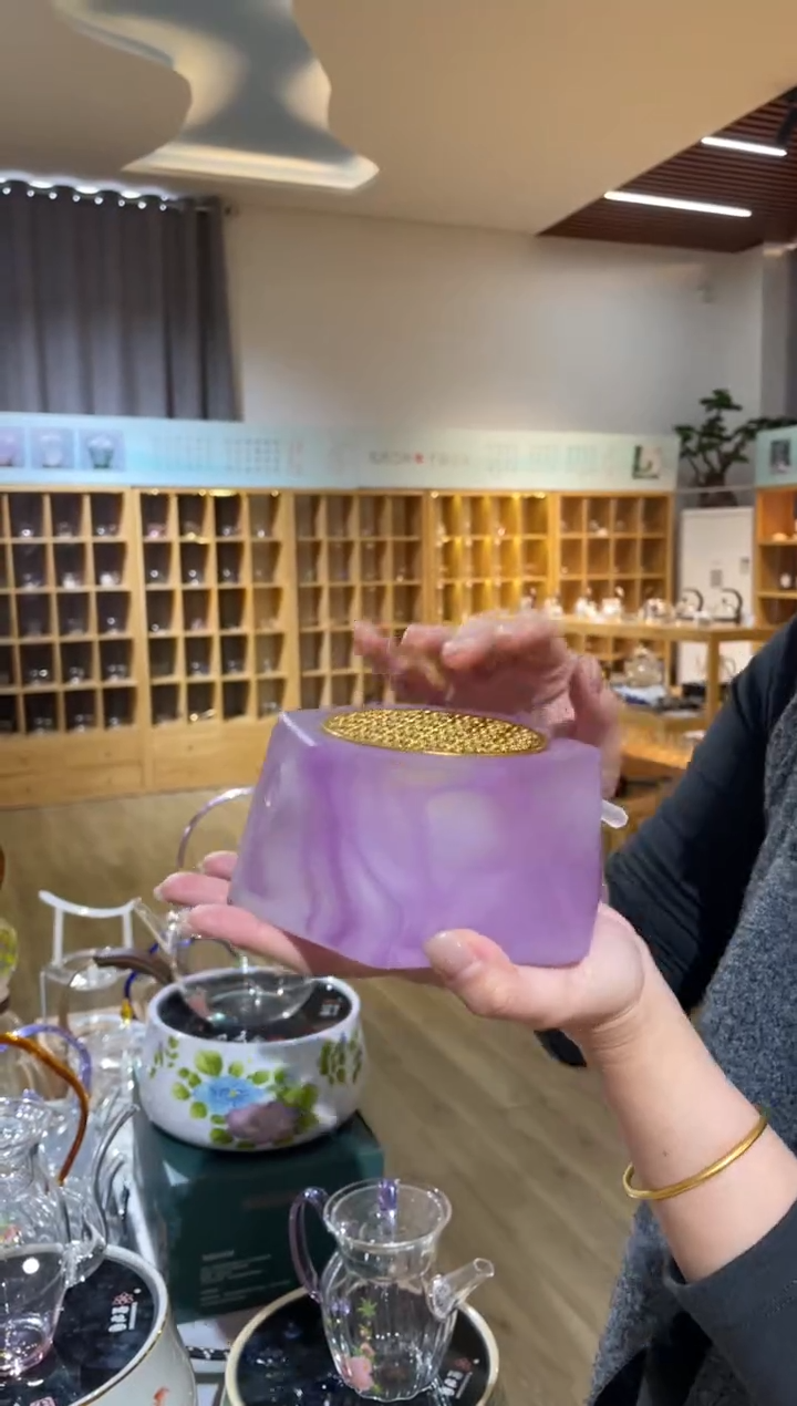 手工艺品玻璃琉璃温茶器紫色磨砂