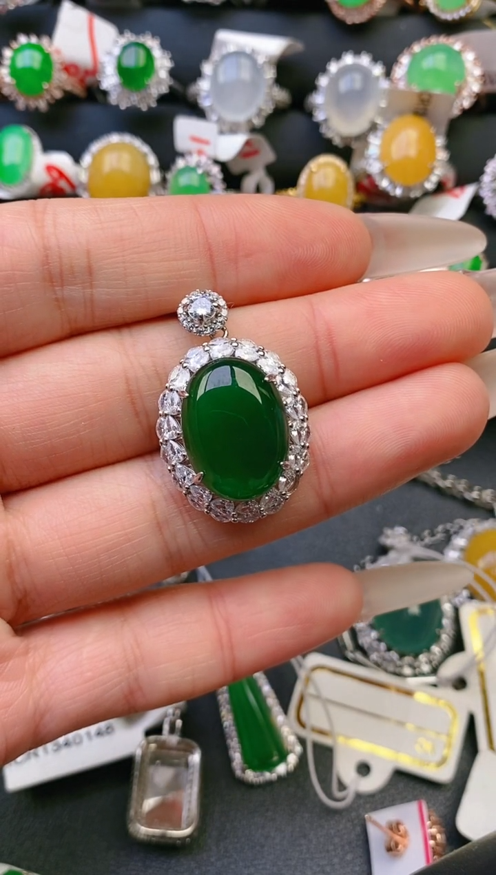 【闪购商品】翡翠戒指银S925镶嵌天然A货翡翠1