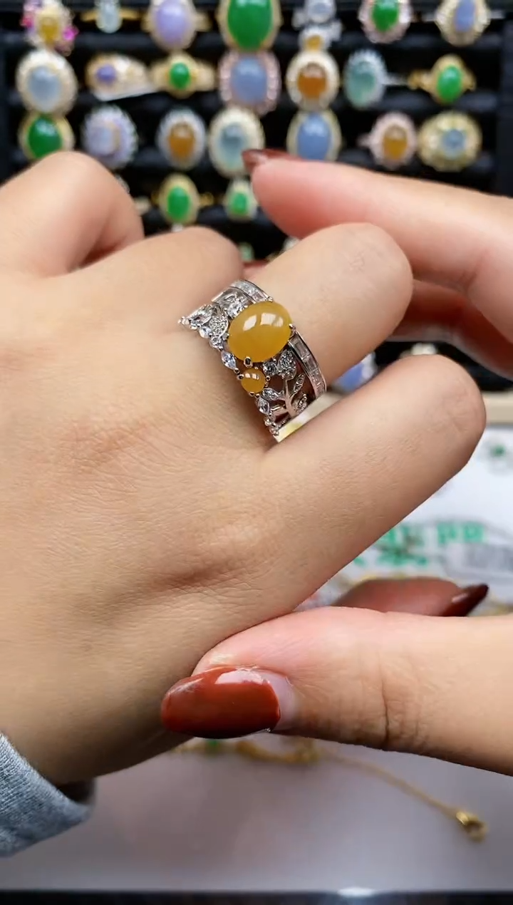 银S925镶嵌戒指翡翠430