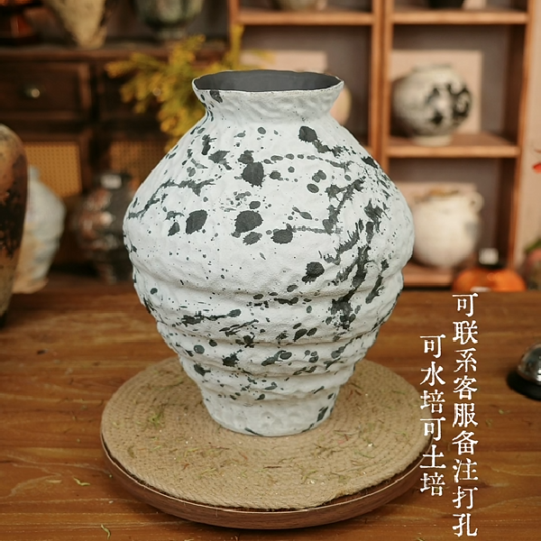276景德镇手工陶瓷花瓶花器摆件高30cm口径10cm