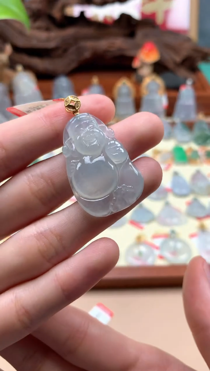 【闪购商品】翡翠18K金镶嵌颈饰财爷