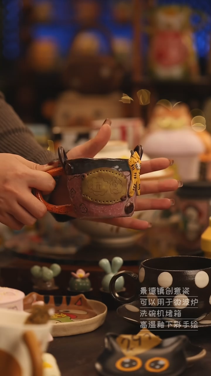 陶瓷景德镇可爱陶瓷釉下彩绘设计师款