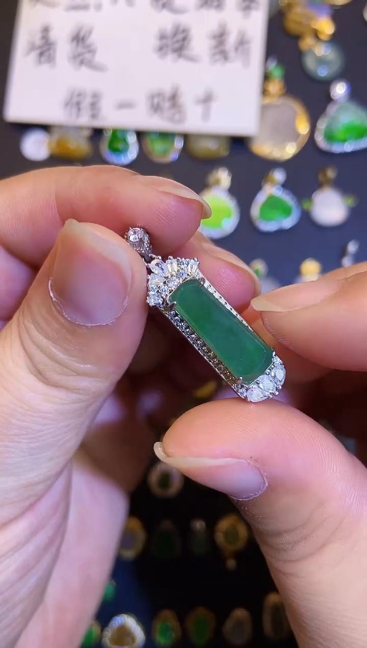 吊坠(不含链)银S925镶嵌翡翠1