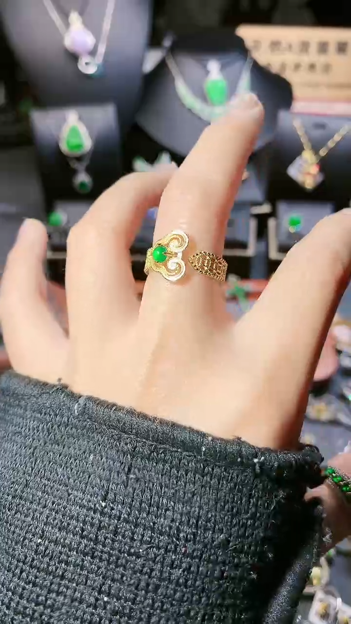 【闪购商品】翡翠戒指银S925镶嵌戒指