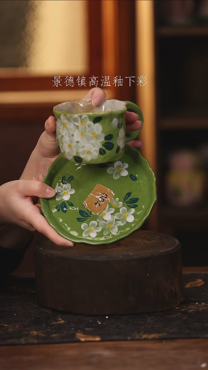 陶瓷  景德镇高温釉下手绘陶瓷@L004@