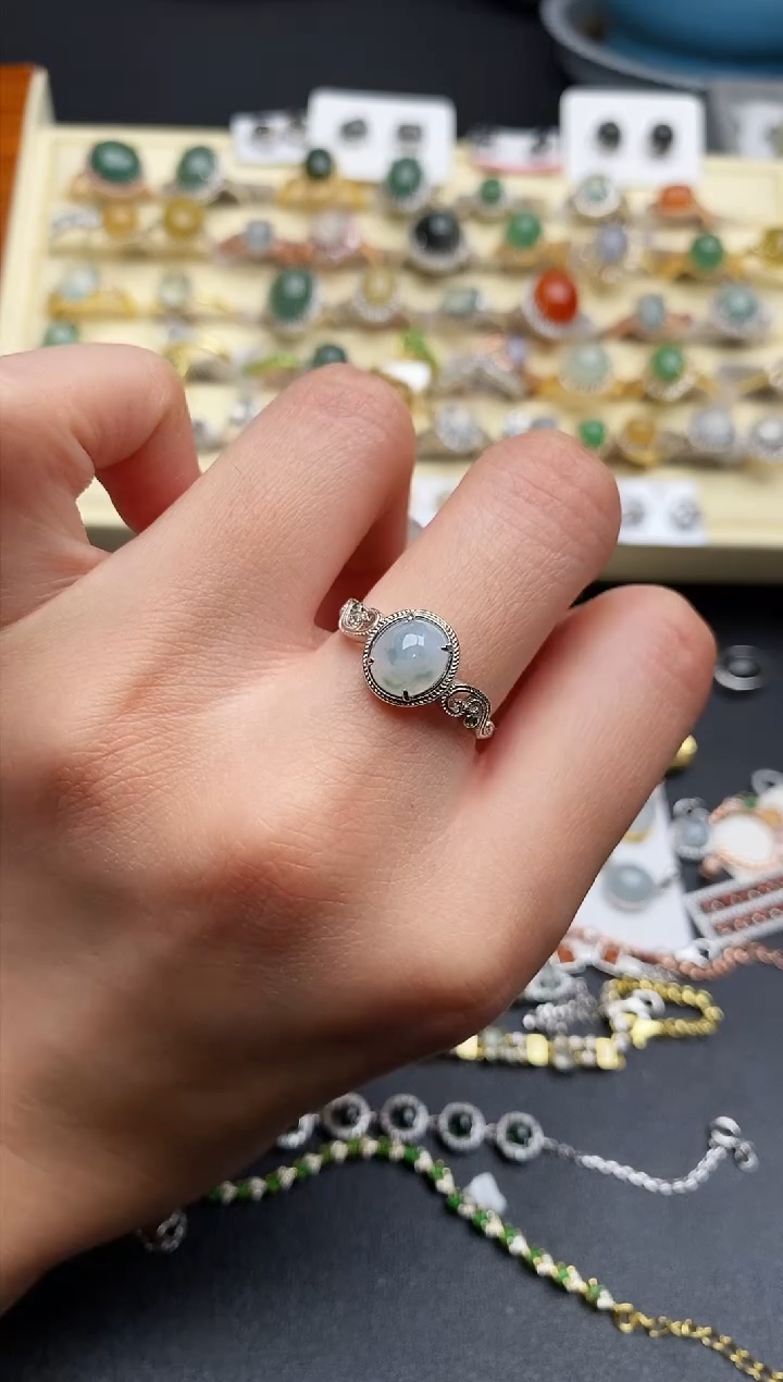 【闪购商品】翡翠戒指银S925镶嵌333333333+2