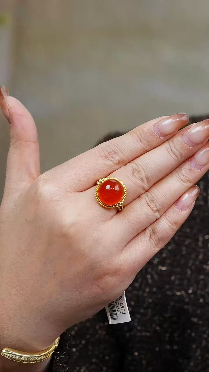 【闪购商品】南红玛瑙戒指18K金镶嵌016