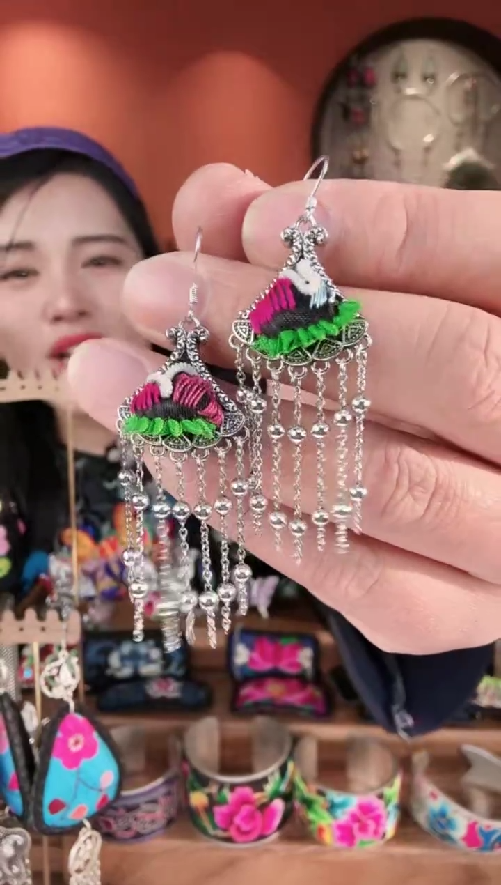 非遗刺绣饰品耳环11