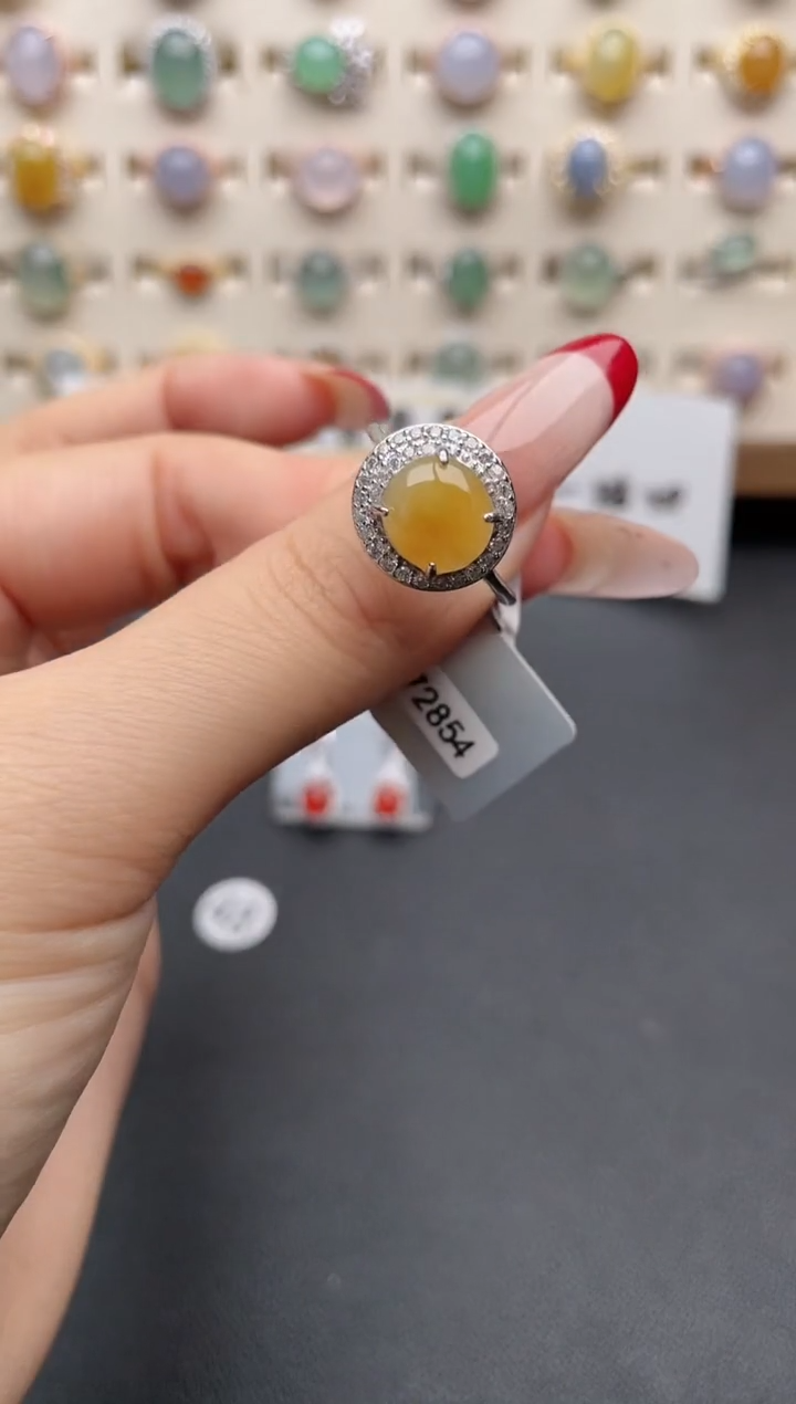 【闪购商品】翡翠戒指银S925镶嵌一物一证一礼盒