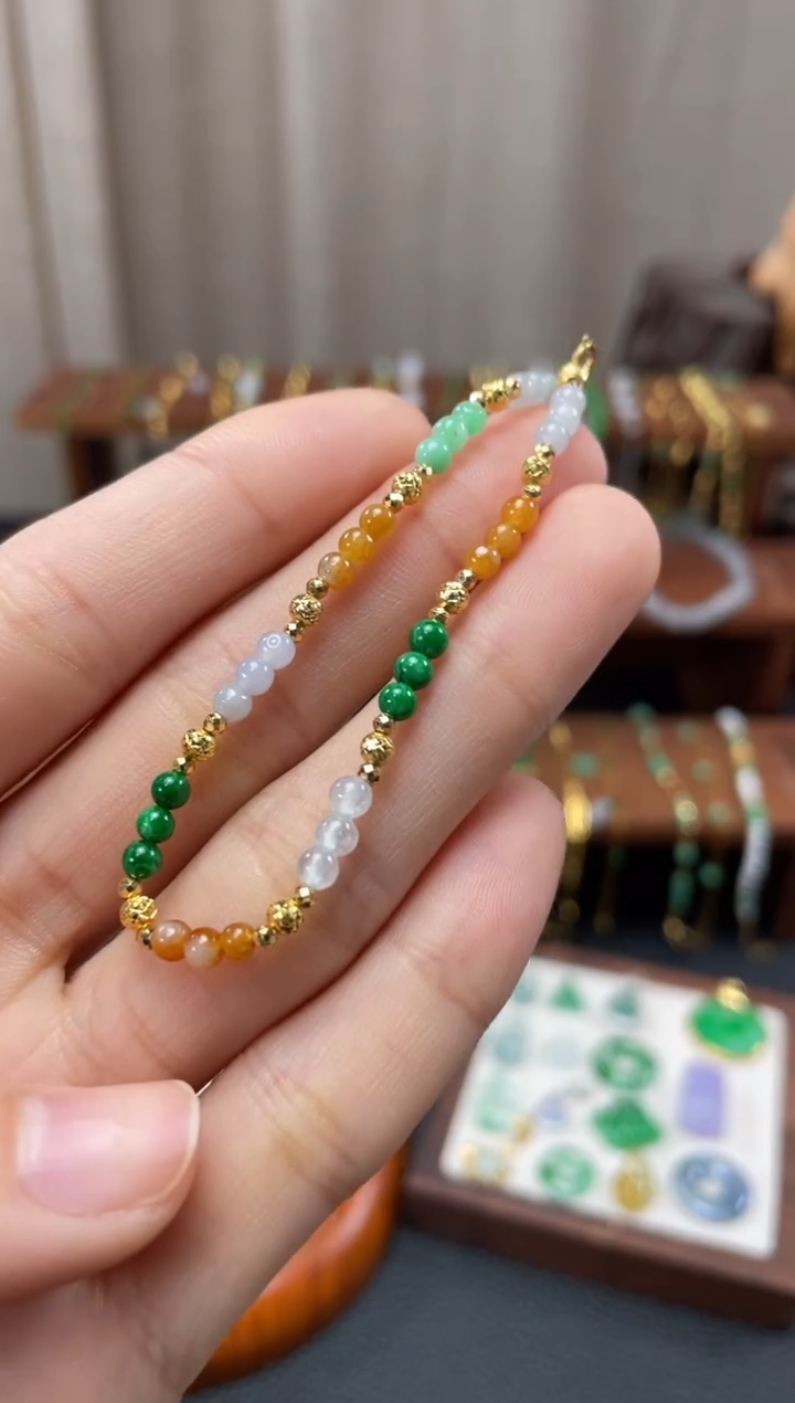 【闪购商品】翡翠套链18K金镶嵌一个  JK513