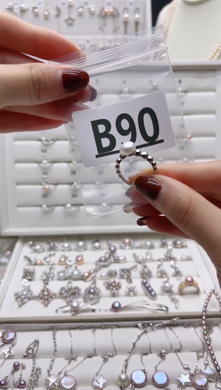 银S925镶嵌珠宝奇石淡水珍珠幸*秀B90