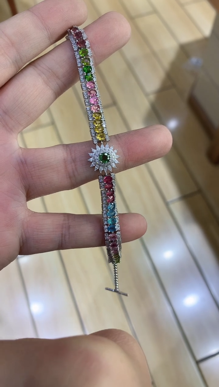 【闪购商品】碧玺手链银S925镶嵌...........