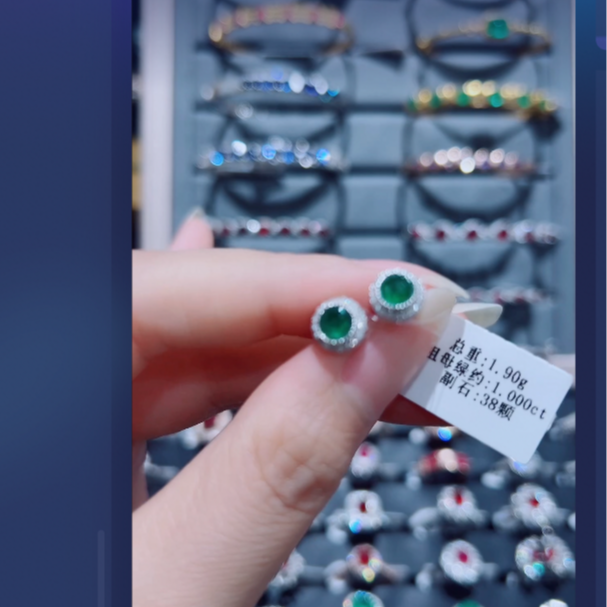 18k金镶嵌祖母绿耳钉