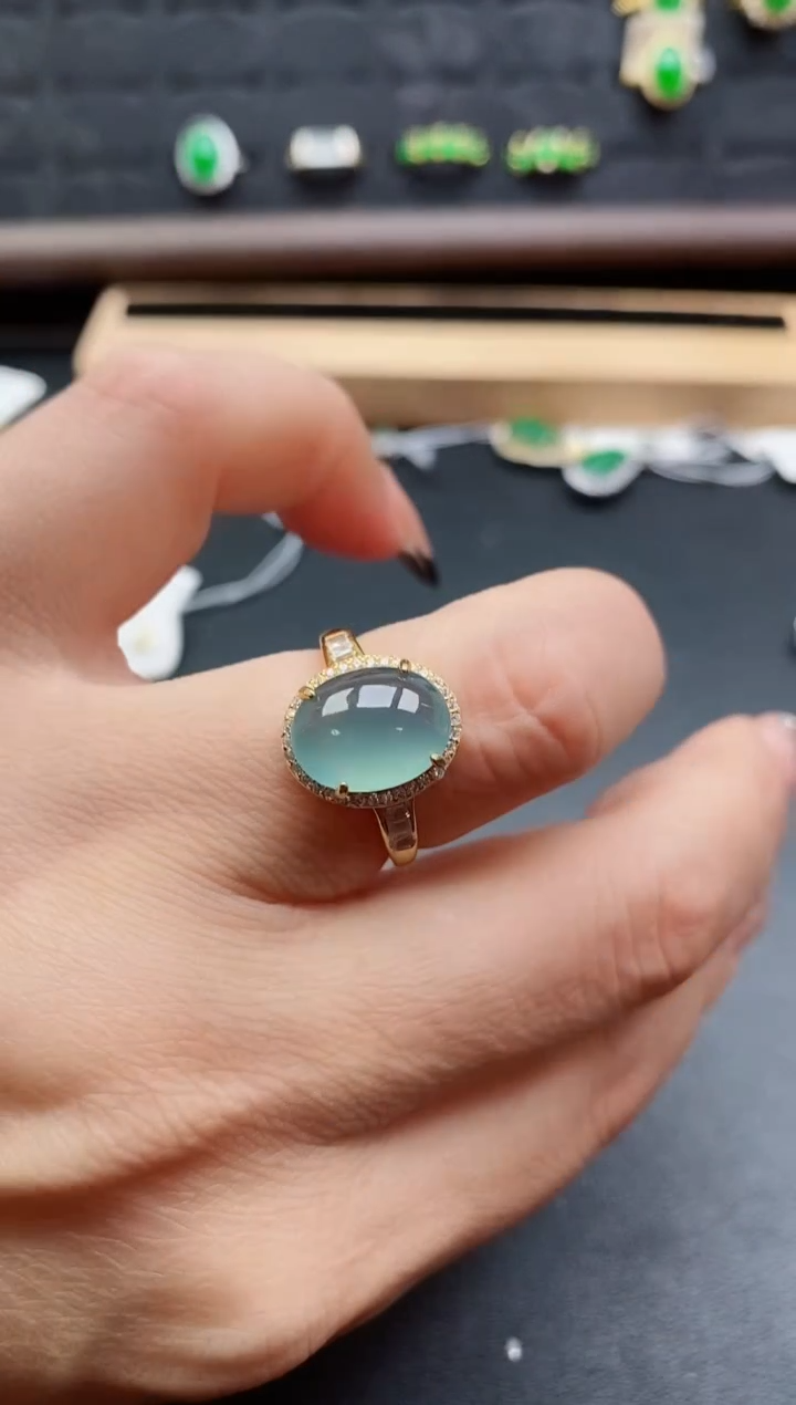 银S925镶嵌戒指翡翠1