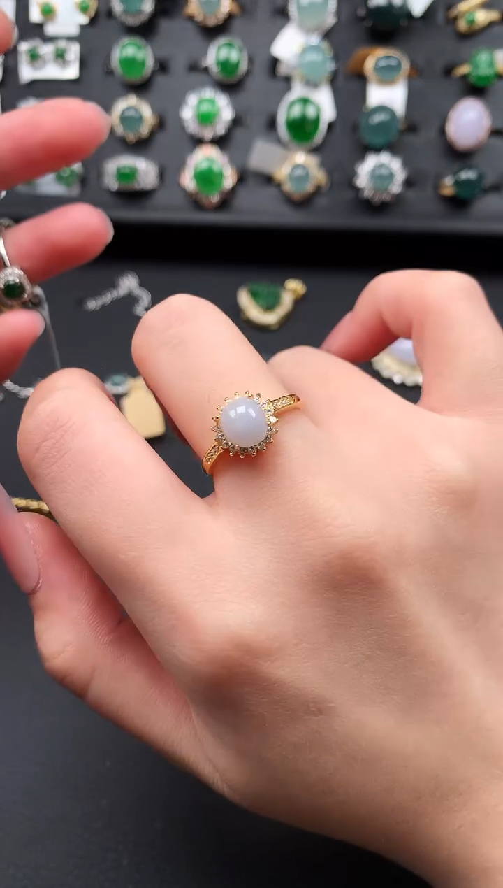 【闪购商品】翡翠戒指银S925镶嵌651241