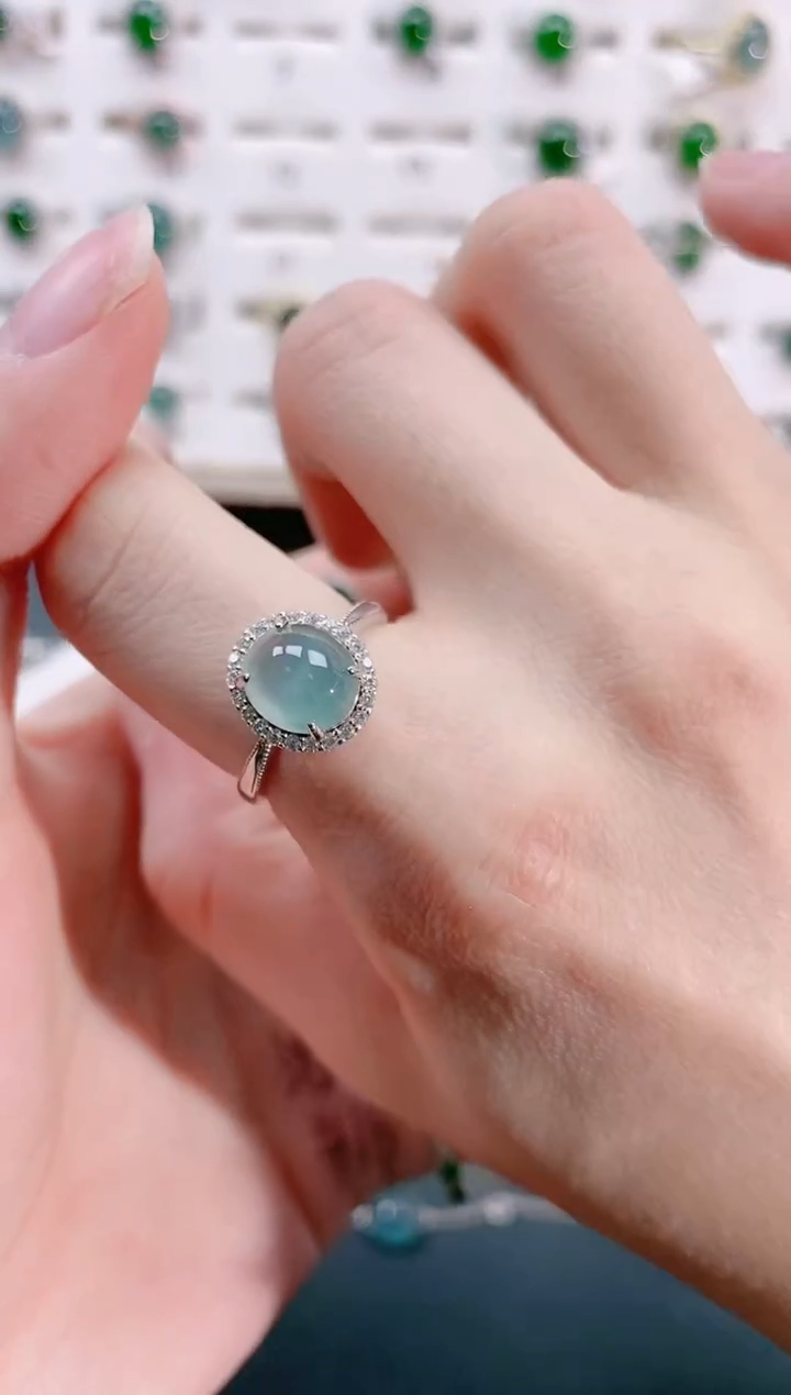 【闪购商品】翡翠戒指银S925镶嵌天然翡翠