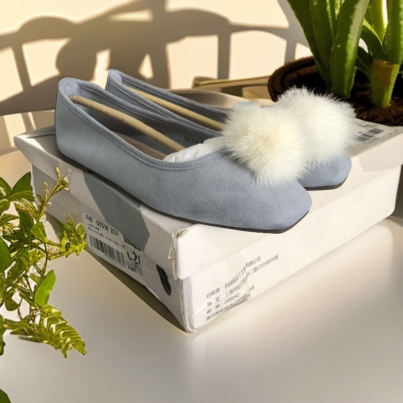 3166 1 浅口芭蕾舞平底鞋单鞋女款豆豆鞋方头平底女士休闲鞋