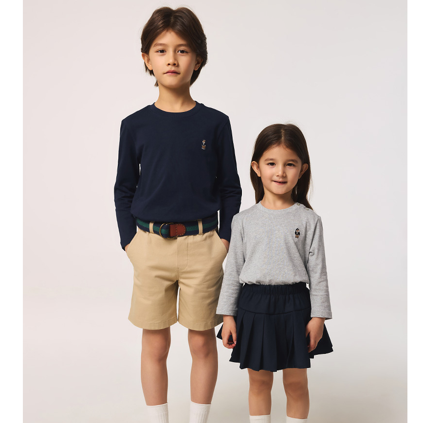 TeenieWeenieKids春夏男女童宝简约圆领长袖T恤TKLA25DC94H