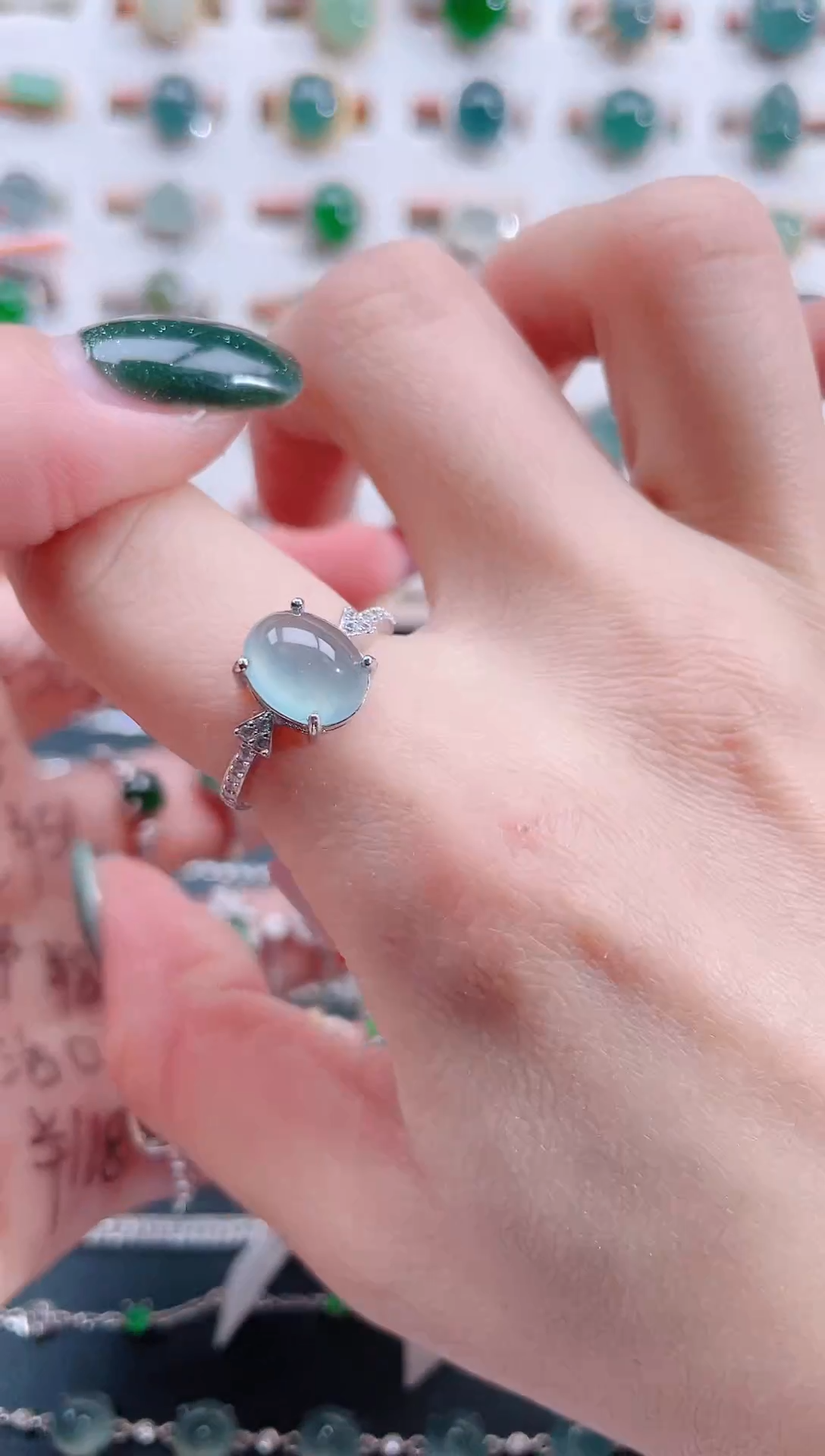 银S925镶嵌戒指翡翠天然翡翠