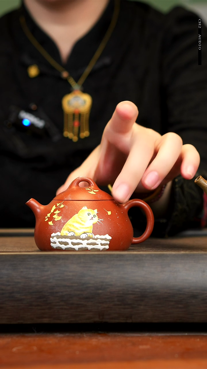 【闪购商品】紫砂茶壶朱泥乳瓢猫咪