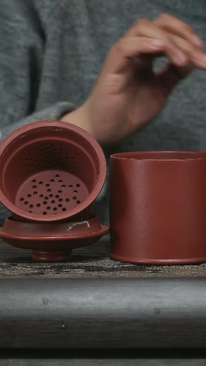 【闪购商品】紫砂茶杯微瑕朱泥三件套